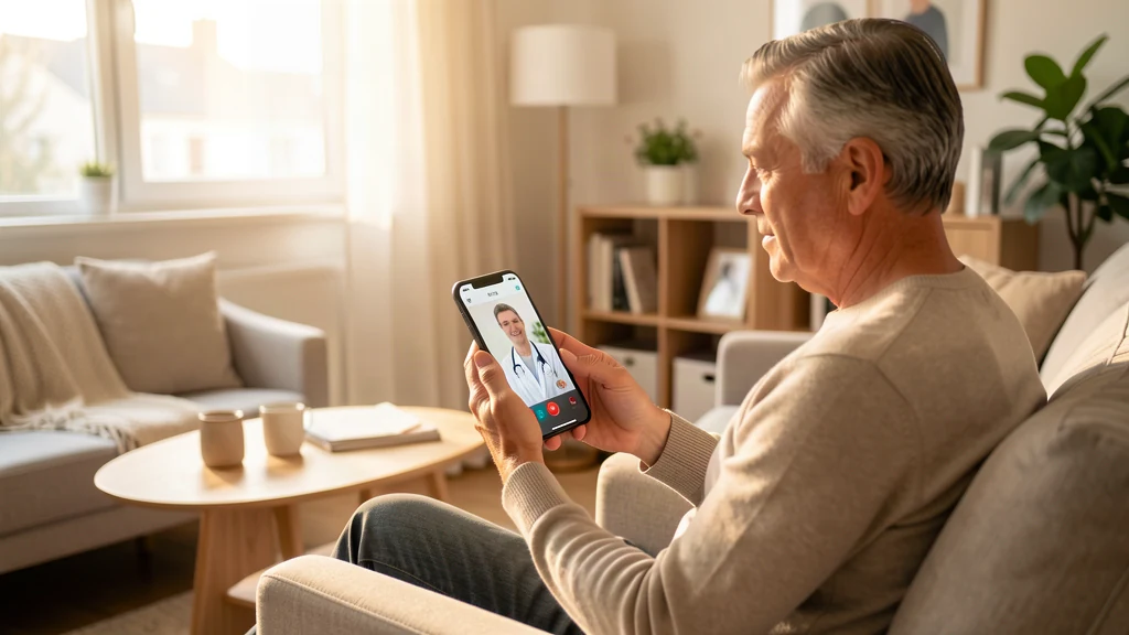 Patient having a video consultation with a doctor on a phone