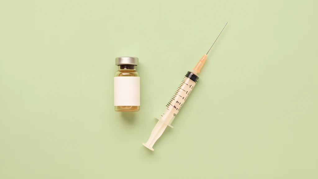 MMR vaccine vial and syringe